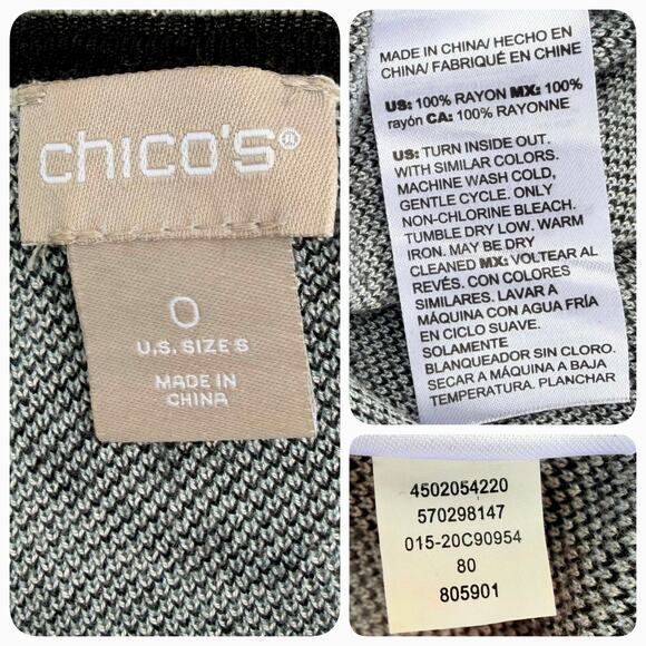 Chico’s Leopard Animal Print Soft Blue Cream Black Knit Pullover Sweater Size 0 - Picture 5 of 7